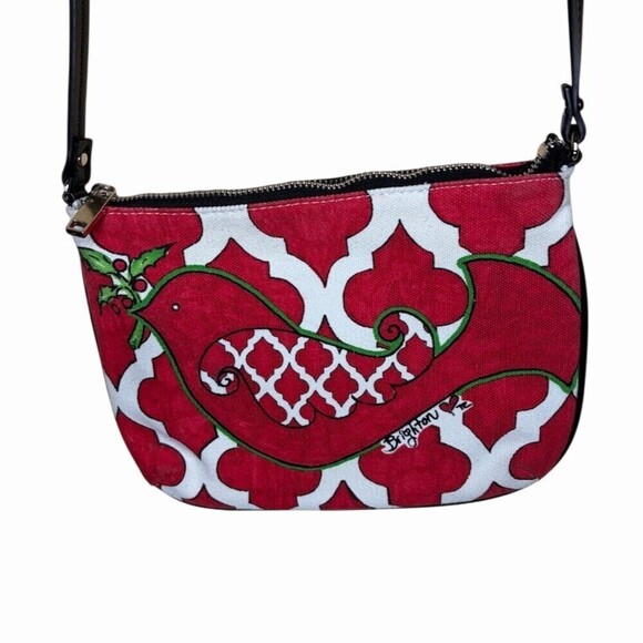 Brighton Handbags - Brighton Love Dove Pouch Crossbody Bag Womens Small Red White Holiday Bird